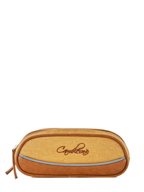 Pencil Case For Kids 2 Compartments Cameleon Yellow vintage chine VIN-TROU