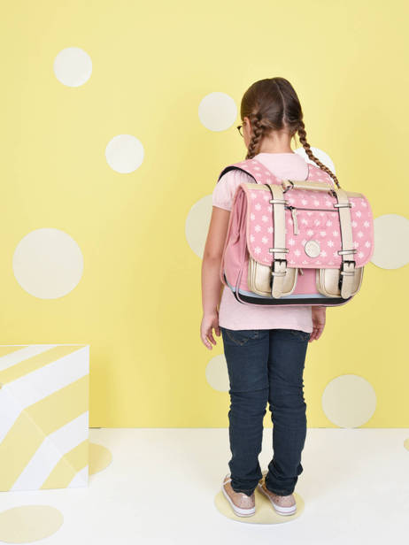 Wheeled Schoolbag For Girls 2 Compartments Cameleon Pink vintage fantasy PBVGCA35 other view 1