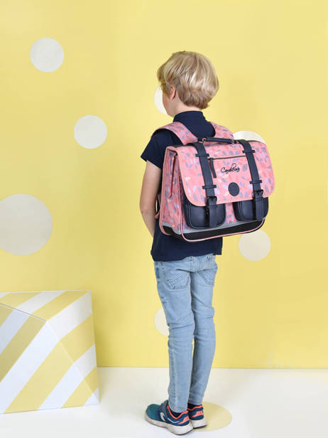 Wheeled Schoolbag For Girls 2 Compartments Cameleon Pink vintage fantasy PBVGCA38 other view 7