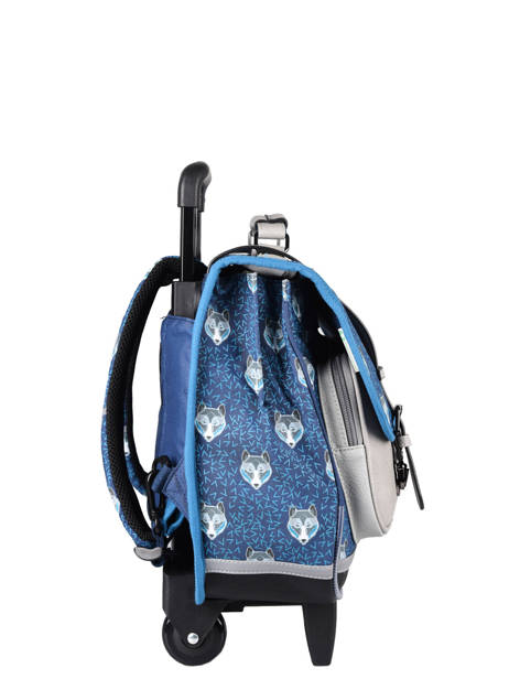 Wheeled Schoolbag 2 Compartments Cameleon Blue vintage urban PBVBCR38 other view 4