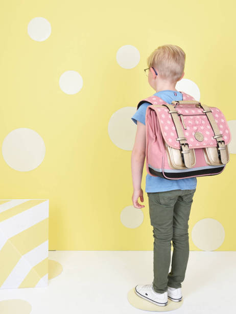 Wheeled Schoolbag For Girls 2 Compartments Cameleon Pink vintage fantasy PBVGCA35 other view 2