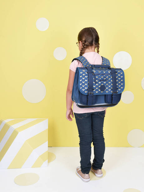 Wheeled Schoolbag For Girls 2 Compartments Cameleon Blue vintage fantasy PBVGCA35 other view 2