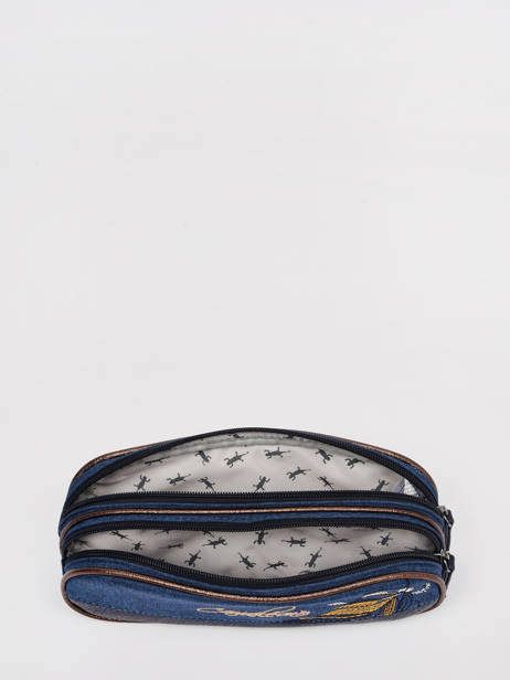 Pencil Case For Girls 2 Compartments Cameleon Blue vintage fantasy TROU other view 1