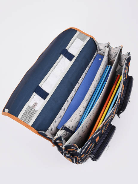 Boekentas Jongen 3 Compartimenten Cameleon Blauw vintage urban CA41 ander zicht 4