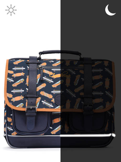 Cartable Garçon 2 Compartiments Cameleon Bleu vintage urban CA35 vue secondaire 7