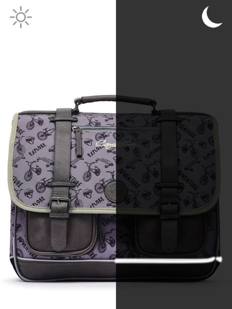 Cartable Garçon 2 Compartiments Cameleon Gris vintage urban CA35 vue secondaire 7