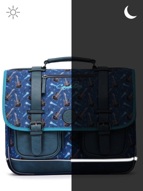 Cartable Enfant 3 Compartiments Cameleon Bleu vintage urban CA41 vue secondaire 7