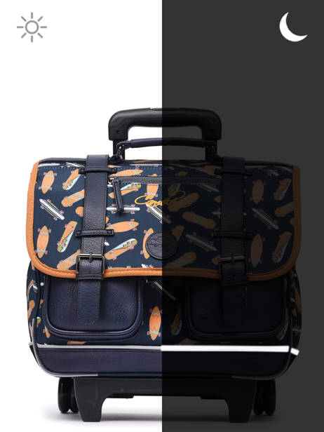 Wheeled Schoolbag For Boys 2 Compartments Cameleon Blue vintage urban CR38 other view 8