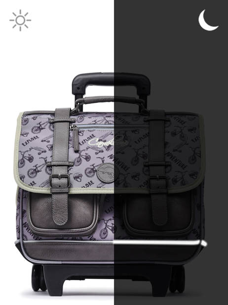 Cartable à Roulettes Enfant 2 Compartiments Cameleon Gris vintage urban CR38 vue secondaire 8