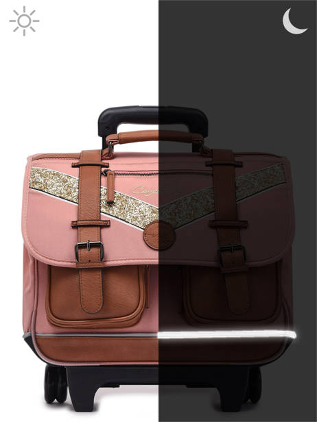 Cartable à Roulettes Enfant 2 Compartiments Cameleon Rose vintage fantasy CR38 vue secondaire 8