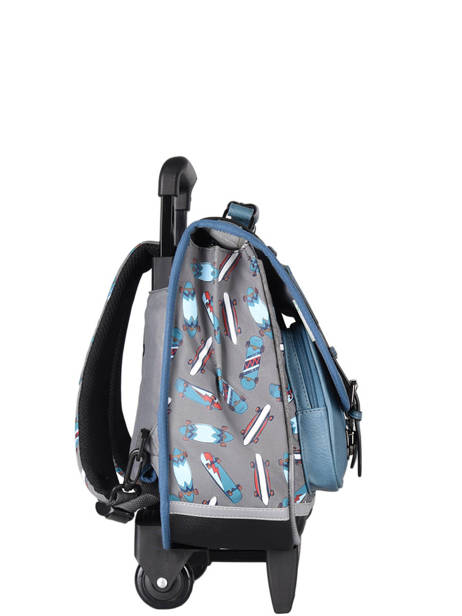 Wheeled Schoolbag 2 Compartments Cameleon Blue vintage urban PBVBCR38 other view 5