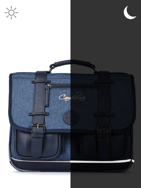 Boekentas 2 Compartimenten Cameleon Blauw vintage color CA38 ander zicht 7