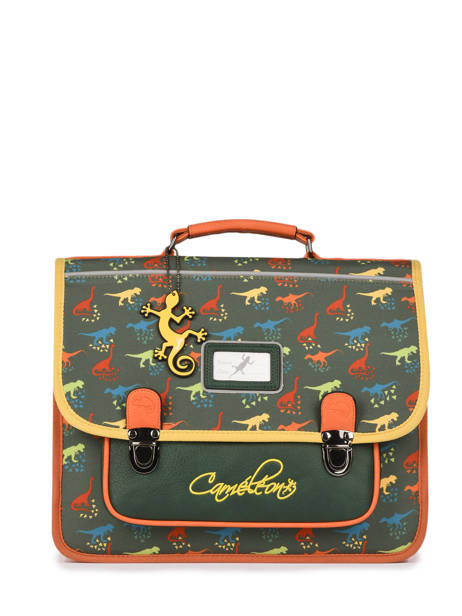 Boekentas Kind 2 Compartimenten Cameleon Groen retro CA35