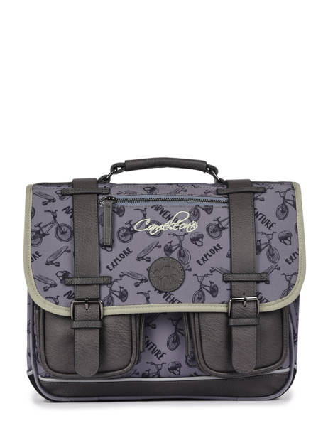 Boekentas Jongen 2 Compartimenten Cameleon Grijs vintage urban CA35