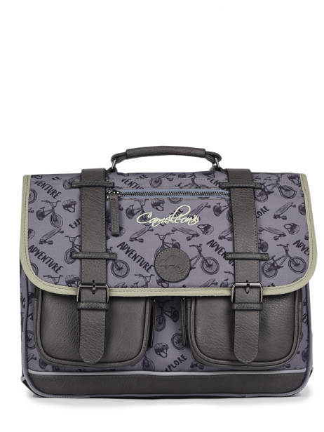 Boekentas Jongen 2 Compartimenten Cameleon Grijs vintage urban CA38