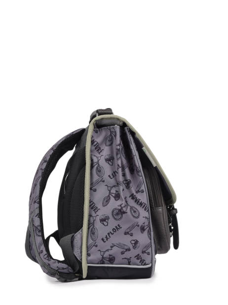 Cartable Enfant 2 Compartiments Cameleon Gris vintage urban CA38 vue secondaire 3