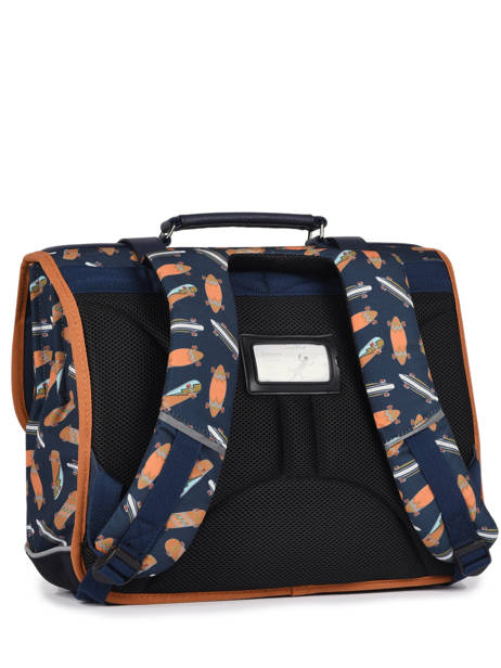 Boekentas Jongen 3 Compartimenten Cameleon Blauw vintage urban CA41 ander zicht 5
