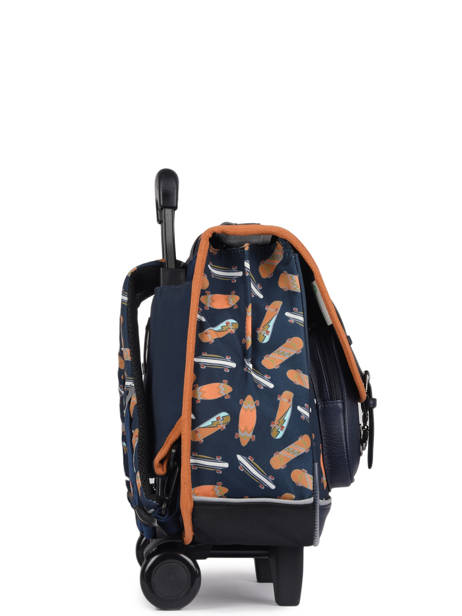 Wheeled Schoolbag For Boys 2 Compartments Cameleon Blue vintage urban CR38 other view 3