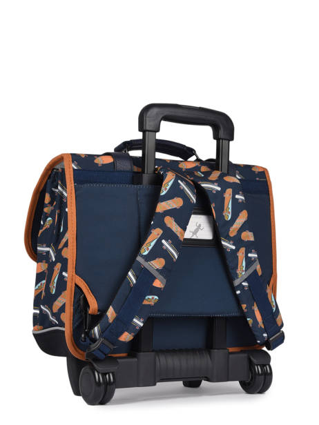 Wheeled Schoolbag For Boys 2 Compartments Cameleon Blue vintage urban CR38 other view 5