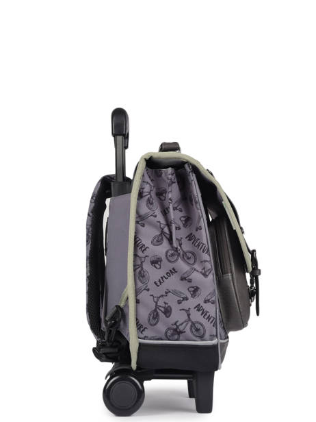 Cartable à Roulettes Enfant 2 Compartiments Cameleon Gris vintage urban CR38 vue secondaire 3