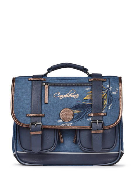 Boekentas Meisje 2 Compartimenten Cameleon Blauw vintage fantasy CA35