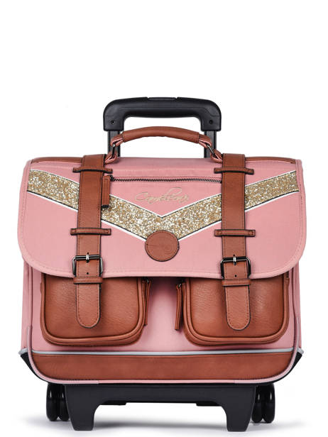 Cartable à Roulettes Enfant 2 Compartiments Cameleon Rose vintage fantasy CR38