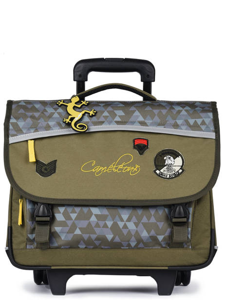 Cartable  Roulettes Enfant 3 Compartiments Cameleon Vert actual CR41