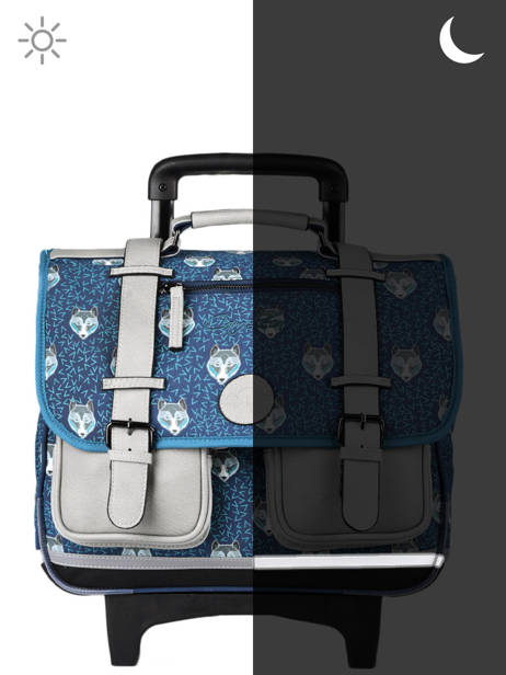 Cartable à Roulettes 2 Compartiments Cameleon Bleu vintage urban PBVBCR38 vue secondaire 5