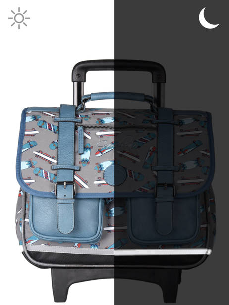 Cartable à Roulettes 2 Compartiments Cameleon Bleu vintage urban PBVBCR38 vue secondaire 1