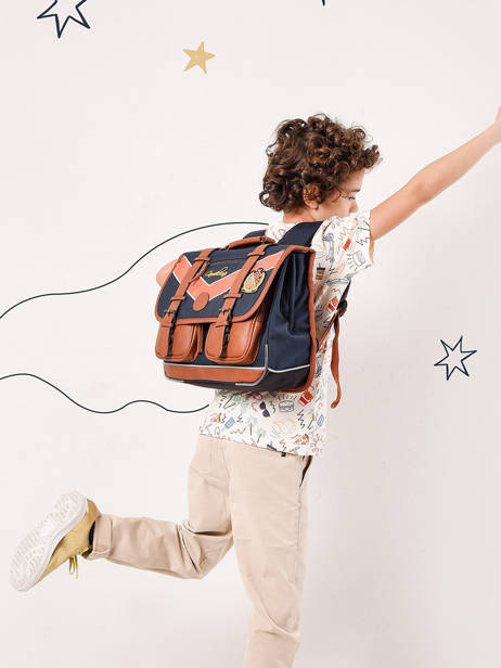 Satchel For Boys 2 Compartments Cameleon Blue vintage urban CA38 other view 1