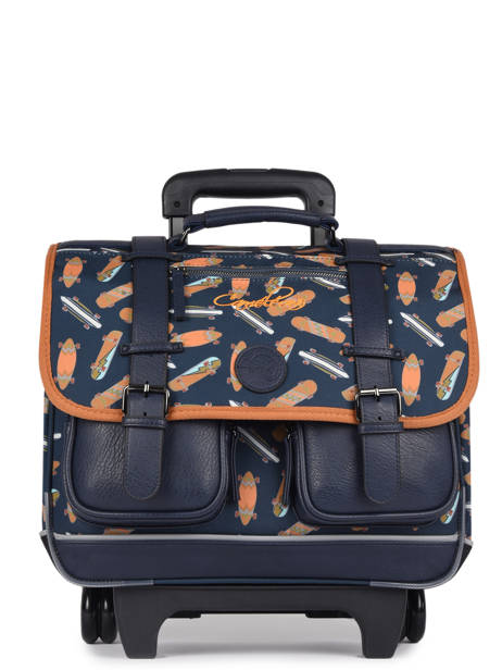 Cartable  Roulettes Enfant 2 Compartiments Cameleon Bleu vintage urban CR38