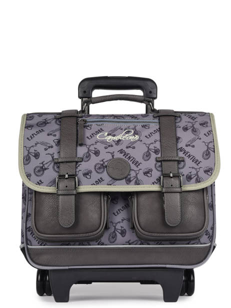 Cartable  Roulettes Enfant 2 Compartiments Cameleon Gris vintage urban CR38