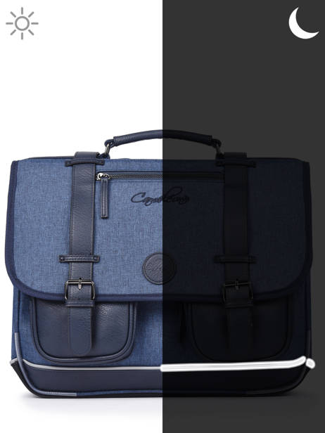 Boekentas 3 Compartimenten Cameleon Blauw vintage color VIC-CA41 ander zicht 3