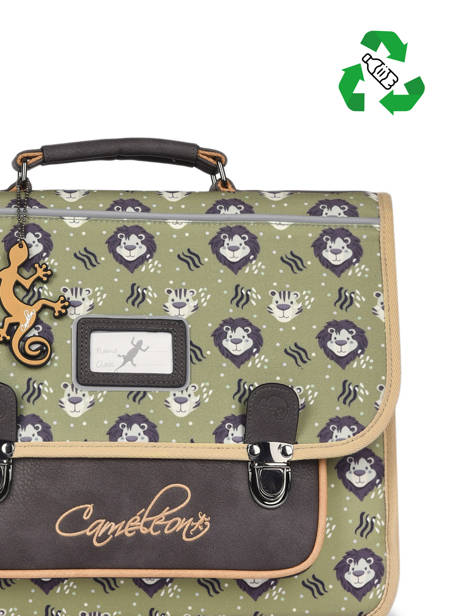 Satchel For Kids 2 Compartments Cameleon Green retro CA35 other view 3