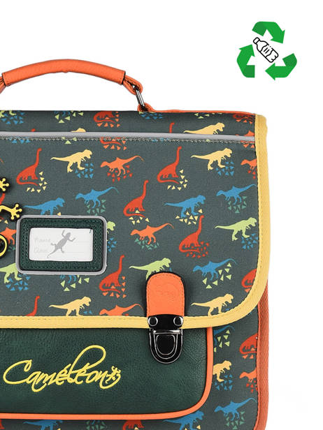 Satchel For Kids 2 Compartments Cameleon Green retro CA38 other view 3