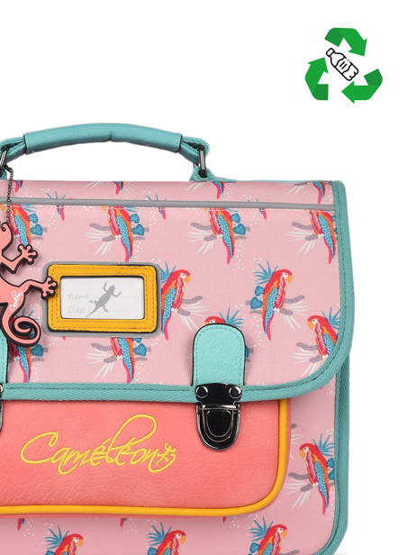 Boekentas Kind 2 Compartimenten Cameleon Roze retro CA38 ander zicht 3