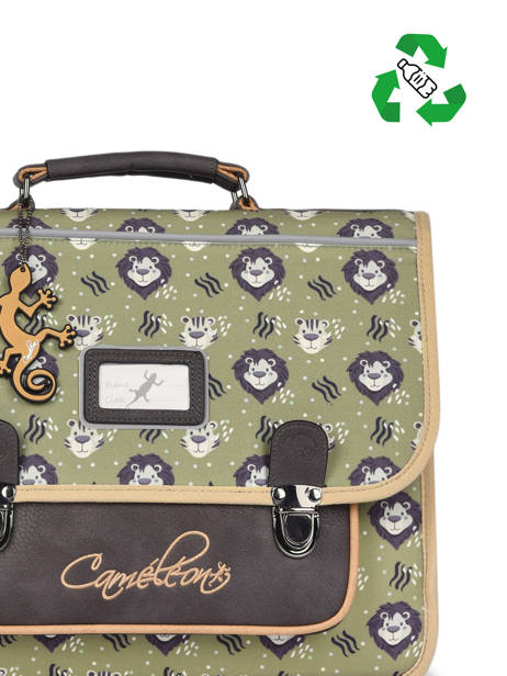 Satchel For Kids 2 Compartments Cameleon Green retro CA38 other view 2