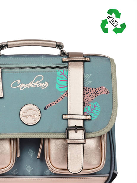 Cartable Enfant 2 Compartiments Cameleon Vert vintage fantasy CA38 vue secondaire 2