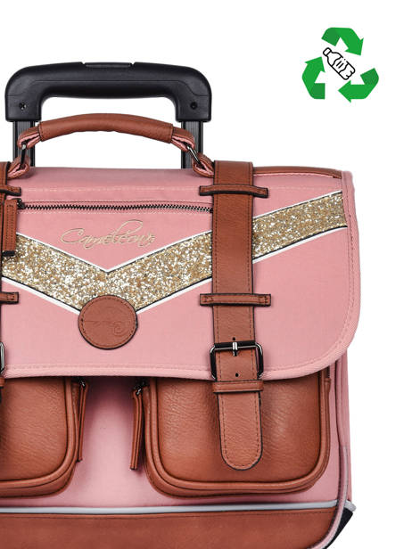 Wheeled Schoolbag For Girls 2 Compartments Cameleon Pink vintage fantasy CR38 other view 2