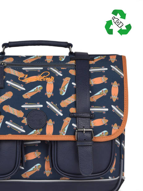 Boekentas Jongen 3 Compartimenten Cameleon Blauw vintage urban CA41 ander zicht 2