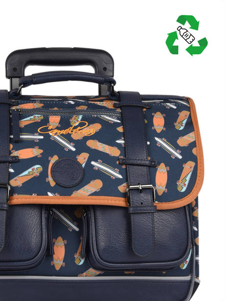Wheeled Schoolbag For Boys 2 Compartments Cameleon Blue vintage urban CR38 other view 2