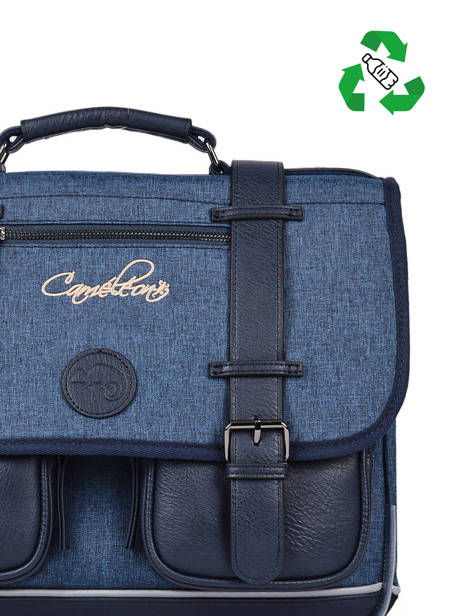 Boekentas 2 Compartimenten Cameleon Blauw vintage color CA38 ander zicht 2