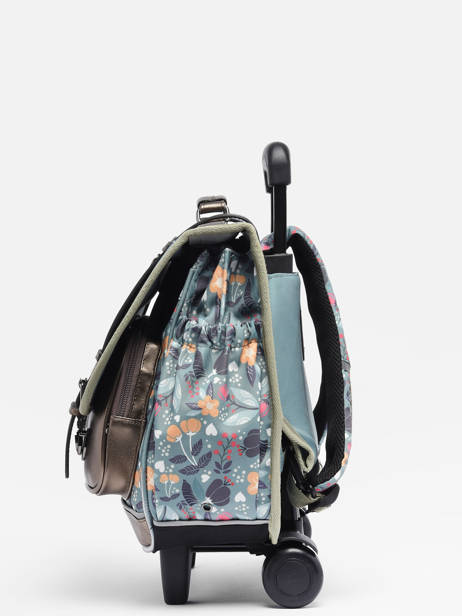 Cartable à Roulettes Enfant 2 Compartiments Cameleon Vert vintage fantasy CR38 vue secondaire 2