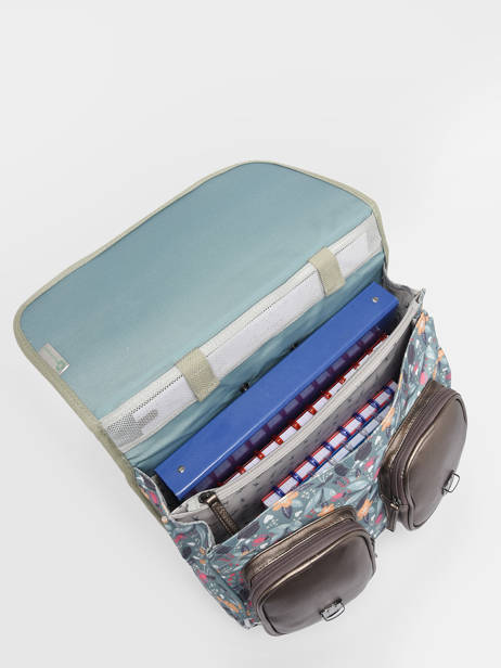 Cartable à Roulettes Enfant 2 Compartiments Cameleon Vert vintage fantasy CR38 vue secondaire 3