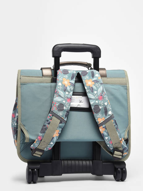 Cartable à Roulettes Enfant 2 Compartiments Cameleon Vert vintage fantasy CR38 vue secondaire 4