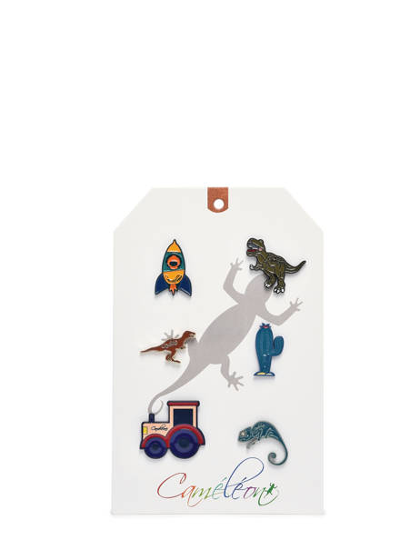 Set Of 6 Pins Vintage Fantasy Cameleon Blue vintage pin