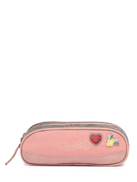 2-compartment  Pouch Cameleon Pink vintage pin