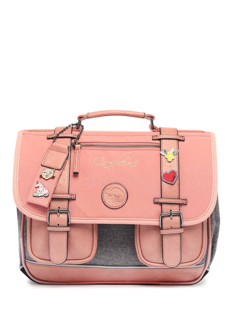 2-compartment  Satchel Cameleon Pink vintage pin's CA35 other view 1