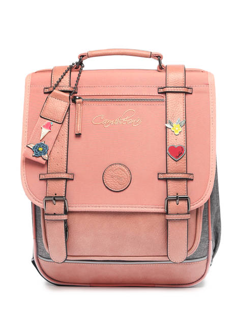 2-compartment  Backpack Cameleon Pink vintage pin's SD39