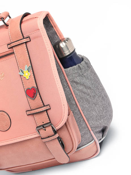 2-compartment  Backpack Cameleon Pink vintage pin's SD39 other view 6